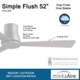 Minka-Aire F873 Simple Flush 52 - 52" Hugger - 3 Blade Outdoor Ceiling Fan with Remote Control