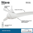 Minka-Aire F854 Wave - 44" No Light - 3 Blade Indoor Ceiling Fan with Remote