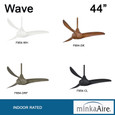 Minka-Aire F854 Wave - 44" No Light - 3 Blade Indoor Ceiling Fan with Remote