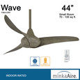 Minka-Aire F854 Wave - 44" No Light - 3 Blade Indoor Ceiling Fan with Remote