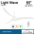 Minka-Aire F848 Light Wave - 65" LED - 3 Blade Indoor Ceiling Fan with Remote