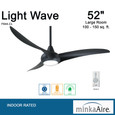 Minka-Aire F844 Light Wave - 52" - 3 Blade Indoor LED Ceiling Fan with Remote Included