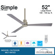 Minka-Aire F787 Simple - 52" - 3 Blade Outdoor Fan Energy Star Ceiling Fan with Remote Included