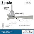 Minka-Aire F786 Simple - 44" - 3 Blade Outdoor Ceiling Fan - Energy Star Ceiling Fan with Remote Included