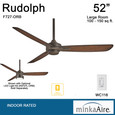 Minka-Aire F727 Rudolph - 52" - 3 Blade Indoor Ceiling Fan with Wall Control Included