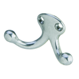 Ives 582A Compact Double Wardrobe Hook in Bright Chrome (672) - Aluminum Construction, Low Profile Design