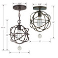 Crystorama 9220 Solaris 1 Light Semi Flush Mount