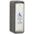 LCN LCN 8310-3818TWS 1-1/2" x 4-3/4" Stainless Steel Rectangle Surface Mount Wireless Actuator with Blue Handicap Symbol and Push To Open Text LCN-8310-3818TWS