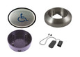 LCN LCN 8310-3852WS 6" Round Wall and Surface Mount Wireless Actuator with Handicap Symbol and Push To Open Text, Surface Mount Box, and Receiver LCN-8310-3852WS