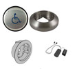 LCN LCN 8310-3852WF 6" Round Wall and Flush Mount Wireless Actuator with Handicap Symbol and Push To Open Text, Flush Mount Box, and Receiver LCN-8310-3852WF