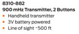 LCN 8310-882 Handheld Touchless Actuator Transmitter - 900 MHz 3-Volt Battery Powered 2-Button Transmitter (~500 Foot Range)