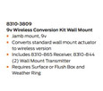 LCN LCN 8310-3809 9-Volt Wireless Conversion Kit Wall Mount LCN-8310-3809