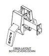 Trimco 1562A layout diagram - both levers down, full assembly with latchbolt and strike, line drawing
