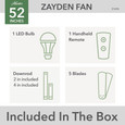 Hunter 52" 5 Blade Zayden Ceiling Fan with LED Light Kit and Handheld Remote