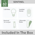 Hunter 60" 3 Blade Sentinel Ceiling Fan with LED Light Kit and Handheld Remote