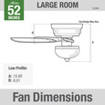 Hunter 52" 5 Blade Bennett Low Profile Ceiling Fan with LED Light Kit and Handheld Remote