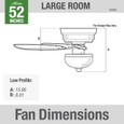 Hunter 52" 5 Blade Bennett Low Profile Ceiling Fan with LED Light Kit and Handheld Remote