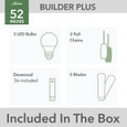 Hunter 52" 5 Blade Builder Ceiling Fan with LED Light Kit and Pull Chain (3 Bulb)