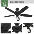 Hunter 52" 5 Blade Builder Ceiling Fan with LED Light Kit and Pull Chain (3 Bulb)