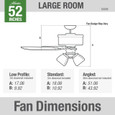 Hunter 52" 5 Blade Builder Ceiling Fan with LED Light Kit and Pull Chain (3 Bulb)