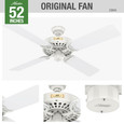 Hunter 52" 5 Blade Original Damp Rated Ceiling Fan and Pull Chain - 1000310