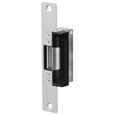 Adams Rite 7130 Electric Strike, flat faceplate with radius corners, 1-1/4" x 6-7/8", 628 clear anodized finish, front 3/4 view