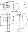 Trimco 1069 ADA Pocket Door Pull — frame and strike prep engineering drawing with rough-in dimensions for wood frame installation