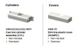 LCN 1261 door closer cylinder assembly (CYL) and optional slim line plastic cover (SLIMPC) component diagrams