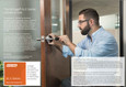 Schlage ALX Series cylindrical lock brochure page showing modular design overview, installation notes, and lever function options
