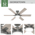 Hunter 52" 6 Blade Georgetown Ceiling Fan with LED Light Kit and Handheld Remote
