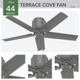 Hunter 44" 5 Blade Terrace Cove Low Profile Damp Rated Ceiling Fan and Pull Chain