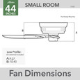 Hunter 44" 5 Blade Terrace Cove Low Profile Damp Rated Ceiling Fan and Pull Chain