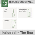 Hunter 44" 5 Blade Terrace Cove Low Profile Damp Rated Ceiling Fan and Pull Chain