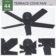 Hunter 44" 5 Blade Terrace Cove Low Profile Damp Rated Ceiling Fan and Pull Chain