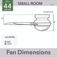 Hunter 44" 5 Blade Aren Low Profile Ceiling Fan with LED Light Kit and Pull Chain
