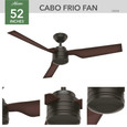 Hunter 52" 3 Blade Cabo Frio Damp Rated Ceiling Fan and Wall Control