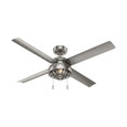 Hunter 52" 4 Blade Spring Mill Damp Rated Ceiling Fan with LED Light Kit and Pull Chain