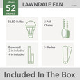 Hunter 52" 5 Blade Lawndale Damp Rated Ceiling Fan with LED Light Kit and Pull Chain