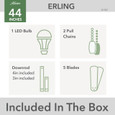 Hunter 44" 5 Blade Erling Ceiling Fan with LED Light Kit and Pull Chain