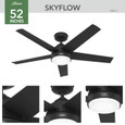 Hunter 52" 5 Blade Skyflow WeatherMax Indoor / Outdoor Ceiling Fan with LED Light Kit and Wall Control