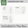 Hunter 52" 5 Blade Windbound Damp Rated Ceiling Fan and Pull Chain
