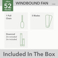 Hunter 52" 5 Blade Windbound Damp Rated Ceiling Fan and Pull Chain