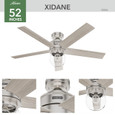 Hunter 52" 5 Blade Xidane Ceiling Fan with LED Light Kit and Handheld Remote