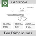 Hunter 52" 5 Blade Crestfield Ceiling Fan with LED Light Kit and Handheld Remote