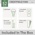 Hunter 52" 5 Blade Crestfield Ceiling Fan with LED Light Kit and Handheld Remote