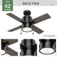 Hunter 42" 4 Blade Beck Ceiling Fan with LED Light Kit and Pull Chain