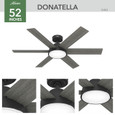 Hunter 52" 6 Blade Donatella Ceiling Fan with LED Light Kit and Handheld Remote
