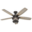 Hunter 52" 5 Blade Coral Bay Damp Rated Ceiling Fan with LED Light Kit and Handheld Remote