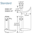 Adams Rite 3080 Series Entry Trim for Exit Device and Deadlatch with Break-Away Protection