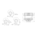Adams Rite 4036 Mortise Cylinder dimensional drawing showing cylinder diameter, plug dimensions, trim ring thickness, cam position, and door stile cross-section with measurements in inches and millimeters